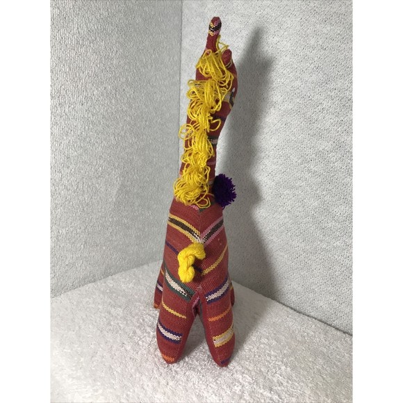 Alpaca Llama Stuffed Animal Handmade Colorful Canvas Covered Mexican Style - Picture 4 of 8